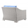 Modway Conway Outdoor Patio Wicker Rattan Left-Arm Chair in Light Gray Light Blue - Back Side Angle