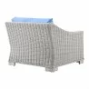 Modway Conway Outdoor Patio Wicker Rattan Left-Arm Chair in Light Gray Light Blue - Back Side Angle - Modway Conway Outdoor Patio Wicker Rattan Left-Arm Chair in Light Gray Light Blue - Back Side Angle