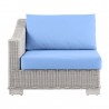 Modway Conway Outdoor Patio Wicker Rattan Left-Arm Chair in Light Gray Light Blue - Front Angle