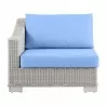 Modway Conway Outdoor Patio Wicker Rattan Left-Arm Chair in Light Gray Light Blue - Front Angle - Modway Conway Outdoor Patio Wicker Rattan Left-Arm Chair in Light Gray Light Blue - Front Angle