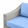 Modway Conway Outdoor Patio Wicker Rattan Left-Arm Chair in Light Gray Light Blue - Seat Closeup Angle - Modway Conway Outdoor Patio Wicker Rattan Left-Arm Chair in Light Gray Light Blue - Seat Closeup Angle