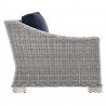 Modway Conway Outdoor Patio Wicker Rattan Left-Arm Chair in Light Gray Navy - Side Angle