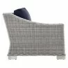 Modway Conway Outdoor Patio Wicker Rattan Left-Arm Chair in Light Gray Navy - Side Angle - Modway Conway Outdoor Patio Wicker Rattan Left-Arm Chair in Light Gray Navy - Side Angle
