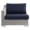 Modway Conway Outdoor Patio Wicker Rattan Left-Arm Chair in Light Gray Navy - Front Angle