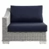 Modway Conway Outdoor Patio Wicker Rattan Left-Arm Chair in Light Gray Navy - Front Angle - Modway Conway Outdoor Patio Wicker Rattan Left-Arm Chair in Light Gray Navy - Front Angle
