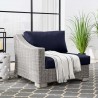 Modway Conway Outdoor Patio Wicker Rattan Left-Arm Chair in Light Gray Navy - Lifestyle