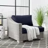 Modway Conway Outdoor Patio Wicker Rattan Left-Arm Chair in Light Gray Navy - Lifestyle - Modway Conway Outdoor Patio Wicker Rattan Left-Arm Chair in Light Gray Navy - Lifestyle