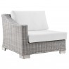 Modway Conway Outdoor Patio Wicker Rattan Left-Arm Chair in Light Gray White - Front Side Angle