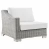 Modway Conway Outdoor Patio Wicker Rattan Left-Arm Chair in Light Gray White - Front Side Angle - Modway Conway Outdoor Patio Wicker Rattan Left-Arm Chair in Light Gray White - Front Side Angle