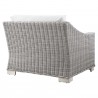 Modway Conway Outdoor Patio Wicker Rattan Left-Arm Chair in Light Gray White - Back Side Angle