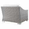 Modway Conway Outdoor Patio Wicker Rattan Left-Arm Chair in Light Gray White - Back Side Angle - Modway Conway Outdoor Patio Wicker Rattan Left-Arm Chair in Light Gray White - Back Side Angle