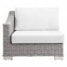 Modway Conway Outdoor Patio Wicker Rattan Left-Arm Chair in Light Gray White - Front Angle