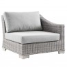 Modway Conway Outdoor Patio Wicker Rattan Right-Arm Chair in Light Gray - Front Side Angle