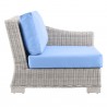 Modway Conway Outdoor Patio Wicker Rattan Right-Arm Chair in Light Blue - Side Angle