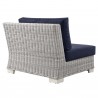 Modway Conway Outdoor Patio Wicker Rattan Right-Arm Chair in Light Gray Navy - Back Side Angle