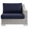 Modway Conway Outdoor Patio Wicker Rattan Right-Arm Chair in Light Gray Navy - Front Angle