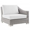 Modway Conway Outdoor Patio Wicker Rattan Right-Arm Chair in Light Gray White - Front Side Angle