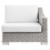 Modway Conway Outdoor Patio Wicker Rattan Right-Arm Chair in Light Gray White - Front Angle