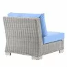Modway Conway Outdoor Patio Wicker Rattan Armless Chair in Light Gray Light Blue - Back Side Angle - Modway Conway Outdoor Patio Wicker Rattan Armless Chair in Light Gray Light Blue - Back Side Angle