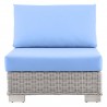 Modway Conway Outdoor Patio Wicker Rattan Armless Chair in Light Gray Light Blue - Front Angle