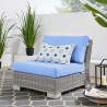 Modway Conway Outdoor Patio Wicker Rattan Armless Chair in Light Gray Light Blue - Lifestyle