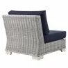 Modway Conway Outdoor Patio Wicker Rattan Armless Chair in Light Gray Navy - Back Side Angle - Modway Conway Outdoor Patio Wicker Rattan Armless Chair in Light Gray Navy - Back Side Angle