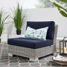 Modway Conway Outdoor Patio Wicker Rattan Armless Chair in Light Gray Navy - Lifestyle - Modway Conway Outdoor Patio Wicker Rattan Armless Chair in Light Gray Navy - Lifestyle