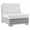 Modway Conway Outdoor Patio Wicker Rattan Armless Chair in Light Gray White - Front Side Angle - Modway Conway Outdoor Patio Wicker Rattan Armless Chair in Light Gray White - Front Side Angle