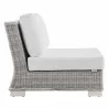 Modway Conway Outdoor Patio Wicker Rattan Armless Chair in Light Gray White - Side Angle - Modway Conway Outdoor Patio Wicker Rattan Armless Chair in Light Gray White - Side Angle