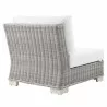 Modway Conway Outdoor Patio Wicker Rattan Armless Chair in Light Gray White - Back Side Angle - Modway Conway Outdoor Patio Wicker Rattan Armless Chair in Light Gray White - Back Side Angle
