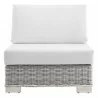 Modway Conway Outdoor Patio Wicker Rattan Armless Chair in Light Gray White - Front Angle - Modway Conway Outdoor Patio Wicker Rattan Armless Chair in Light Gray White - Front Angle