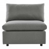 Modway Commix Overstuffed Outdoor Patio Armless Chair in Charcoal - Front Angle