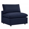 Modway Commix Overstuffed Outdoor Patio Armless Chair in Navy - Front Side Angle