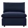 Modway Commix Overstuffed Outdoor Patio Armless Chair in Navy - Front Angle