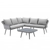 Modway Endeavor Wicker Rattan Outdoor Patio Wicker Rattan Seating Set - Gray Gray - Set in Front Angle
