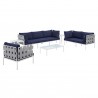Modway Harmony 8-Piece Sunbrella® Outdoor Patio Aluminum Seating Set - Gray Navy - Set in Front Side Angle