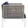 Modway Harmony Sunbrella® Basket Weave Outdoor Patio Aluminum Armchair in Tan Navy - Side Angle