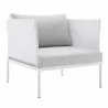 Modway Harmony Sunbrella® Outdoor Patio Aluminum Armchair in White Gray - Front Side Angle - Modway Harmony Sunbrella® Outdoor Patio Aluminum Armchair in White Gray - Front Side Angle