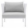 Modway Harmony Sunbrella® Outdoor Patio Aluminum Armchair in White Gray - Front Angle