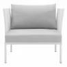 Modway Harmony Sunbrella® Outdoor Patio Aluminum Armchair in White Gray - Front Angle - Modway Harmony Sunbrella® Outdoor Patio Aluminum Armchair in White Gray - Front Angle