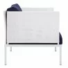 Modway Harmony Sunbrella® Outdoor Patio Aluminum Armchair in White Navy - Side Angle - Modway Harmony Sunbrella® Outdoor Patio Aluminum Armchair in White Navy - Side Angle