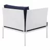 Modway Harmony Sunbrella® Outdoor Patio Aluminum Armchair in White Navy - Back Angle - Modway Harmony Sunbrella® Outdoor Patio Aluminum Armchair in White Navy - Back Angle