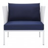 Modway Harmony Sunbrella® Outdoor Patio Aluminum Armchair in White Navy - Front Angle