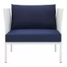 Modway Harmony Sunbrella® Outdoor Patio Aluminum Armchair in White Navy - Front Angle - Modway Harmony Sunbrella® Outdoor Patio Aluminum Armchair in White Navy - Front Angle