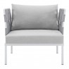 Harmony Sunbrella® Outdoor Patio Aluminum Armchair in Gray Gray - Front Angle