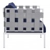 Harmony Sunbrella® Outdoor Patio Aluminum Armchair in Gray Navy - Side Angle