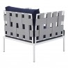 Harmony Sunbrella® Outdoor Patio Aluminum Armchair in Gray Navy - Back Angle