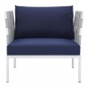 Harmony Sunbrella® Outdoor Patio Aluminum Armchair in Gray Navy - Front Angle