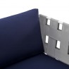 Harmony Sunbrella® Outdoor Patio Aluminum Armchair in Gray Navy - Seat Closeup Angle
