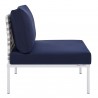 Modway Harmony Sunbrella® Basket Weave Outdoor Patio Aluminum Armless Chair - Tan Navy - Side Angle